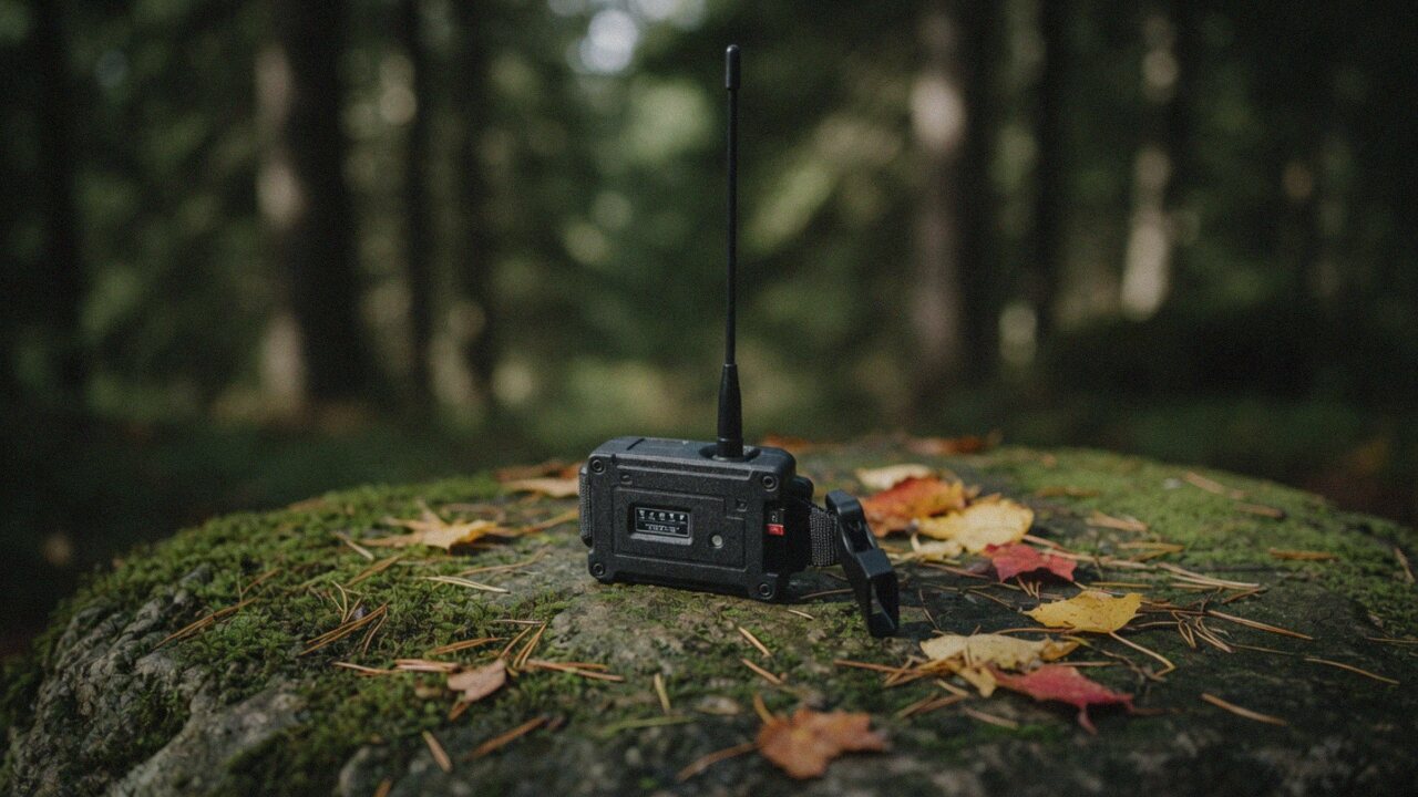 A companion node stands on a mossy rock in a conifer forest